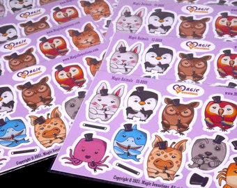 Animal magicians sticker sheets (a set of 2)