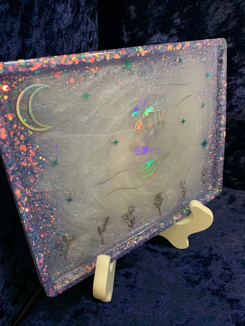 Rolling Flowers Glitter Tray Jewelry Tray Resin Tray