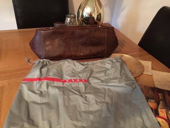 Brown Leather Prada Tote 2 Side Zippers | eBay