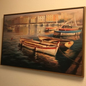Art gallery painting Harbour Morning By Roberto Lombardi, 2008  New without tags.