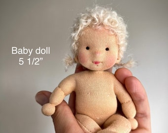 PDF pattern + Video tutorial Waldorf tiny pocket baby doll 5 1/2” (14cm)