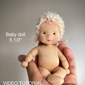 PDF pattern + Video tutorial Waldorf tiny pocket baby doll 5 1/2” (14cm)