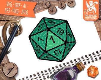 D20 (1) SVG coloreado, uso comercial de mazmorras y dragones, Silhouette Studio Cricut,Dxf DnD svg, D20 svg, DM Svg, RPG svg, Die clipart