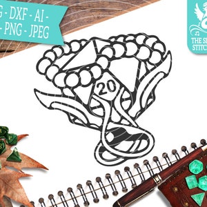 D20 Monk 1 SVG Dungeons and Dragons Uso commerciale Silhouette SVG, Silhouette Studio Cricut, Eps Dxf DnD svg D20 svg DM Svg rpg magia