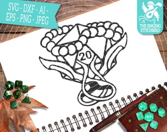 D20 Monje 1 SVG Mazmorras y Dragones Uso Comercial Silueta SVG, Silhouette Studio Cricut, Eps Dxf DnD svg D20 svg DM Svg rpg magia