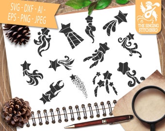 Estrellas fugaces SVG, Descarga instantánea, Arte vectorial, Uso comercial SVG, Silueta SVG, Silhouette Studio Cricut Eps Dxf Estrella fugaz Clipart