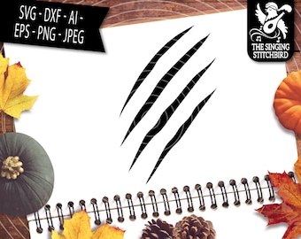 Scratch SVG DXF, Descarga instantánea, Uso comercial de gráficos Stitchbird, Silhouette Studio Cricut, Imágenes prediseñadas de Halloween, Archivo de corte de lágrima, Scratch