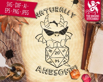 Plantilla de dragón naturalmente impresionante SVG, uso comercial de mazmorras y dragones, silueta SVG Silhouette Studio Cricut, Eps Dxf DnD svg, D20 svg