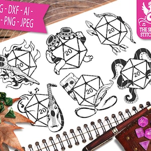 D20 Class Bundle 3 SVG Dungeons and Dragons Commercial Use Silhouette SVG, Silhouette Studio Cricut, Eps Dxf DnD svg D20 svg DM Svg rpg