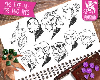 Carreras Perfiles Forrados SVG Mazmorras y Dragones Uso Comercial Silueta SVG, Silhouette Studio Cricut, Eps Dxf DnD svg D20 svg
