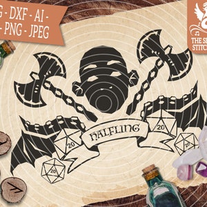 Halfling Emblem 2 SVG, Dungeons and Dragons Commercial Use, Silhouette SVG, Silhouette Studio Cricut, Eps Dxf DnD svg, D&D svg DM Svg rpg