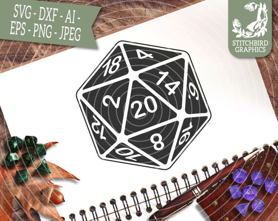 D20 Black Dice Svg Dungeons And Dragons Instant Download Etsy