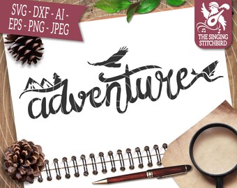 Aventura SVG, Descarga instantánea, Uso comercial SVG, Silueta svg, Silhouette Studio Cricut, Eps, Dxf, Imágenes Prediseñadas al aire libre, Montañas SVG