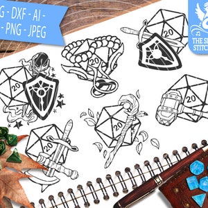 Pacote de classe D20 1 SVG Dungeons and Dragons para uso comercial Silhouette SVG, Silhouette Studio Cricut, Eps Dxf DnD svg D20 svg DM Svg rpg
