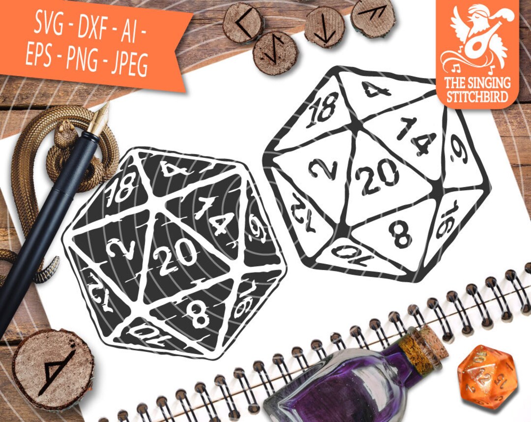 D20 (20) Distressed Twin Pack SVG DXF, Instant Download, Stitchbird ...