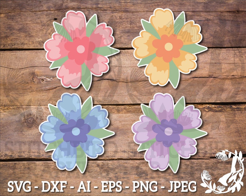 Download Silhouette Studio Cricut Commercial Use SVG Spring Flowers 2 SVG Silhouette SVG Vector Art Dxf ...