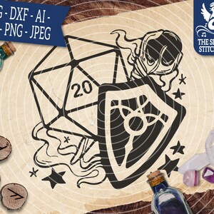 D20 - Chierico 1 SVG, Dungeons and Dragons Uso commerciale, Silhouette SVG, Silhouette Studio Cricut, Eps Dxf DnD SVG D20 SVG DM Svg rpg