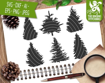 Abetos SVG, Descarga instantánea, Arte vectorial, Uso comercial SVG, Silueta SVG, Silhouette Studio Cricut, Eps, Dxf, Abetos Clipart