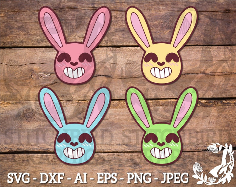 Download Cute Easter Bunny Heads SVG Instant Download Vector Art | Etsy