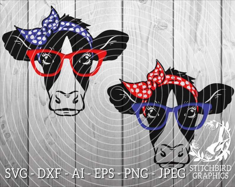 Download Clip Art Art Collectibles Cow Head Svg Cow Clipart 2 Cute Cow Glasses Bandana Svg Dxf Silhouette Studio Cricut Stitchbird Graphics Commercial Use Instant Download