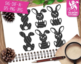 Conejitos de Pascua SVG, Descarga instantánea, Uso comercial, Silueta SVG, Estudio de silueta, Cricut, Eps, Dxf, Conejo, Imágenes Prediseñadas, Vinilo