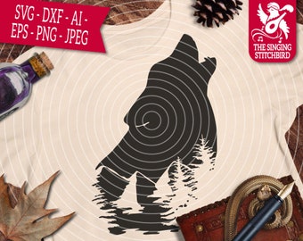 Cabeza de lobo aullando SVG, Descarga instantánea, Arte vectorial, Uso comercial SVG, Silueta SVG, Silhouette Studio Cricut, Eps, Dxf, Wolf Clipart