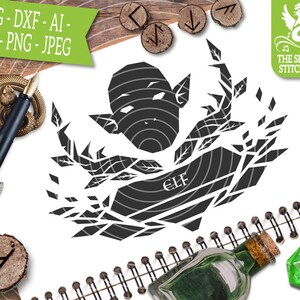 Elf Emblem 1 SVG, Dungeons and Dragons Commercial Use, Silhouette SVG, Silhouette Studio Cricut, Eps Dxf DnD svg, D&D svg DM Svg rpg