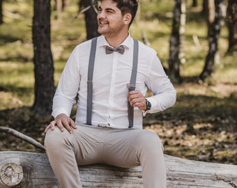 Suspenders men grey