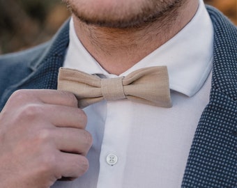 Men's bow tie Paul in natural/beige | made of linen fabric