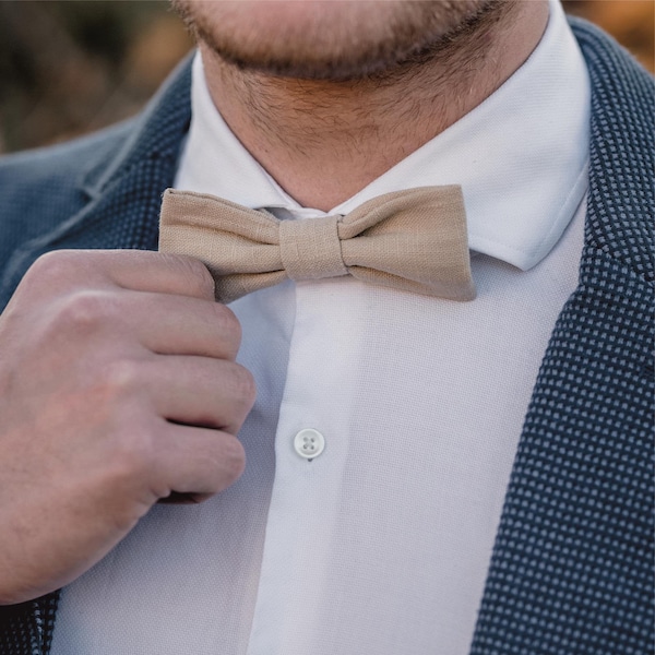 Men's bow tie Paul in natural/beige | made of linen fabric