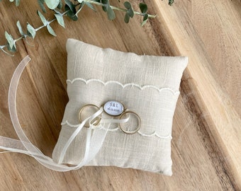 Ring pillow Claire for the wedding | made of linen with organza