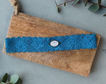 Kousenband Luna gemaakt van blauw kant