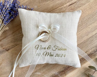 Coussin pour alliances Paula | personnalisé | en lin