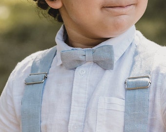 Children's bow tie light blue made of linen