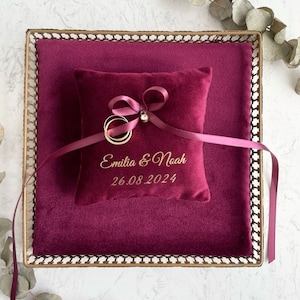 Coussin bague rouge rubis en velours ohne Feder