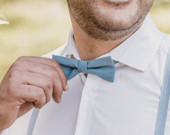 Men's bow tie denim blue