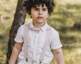 Bow Tie & Suspender Set Pink for Kids