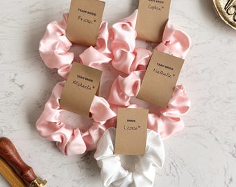 Personalized Satin Scrunchies for Bachelorette Parties: Team Bride Hair Ties with Names