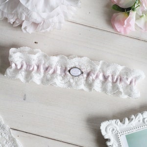 Celine 2 lace garter: Personalized with initials and date
