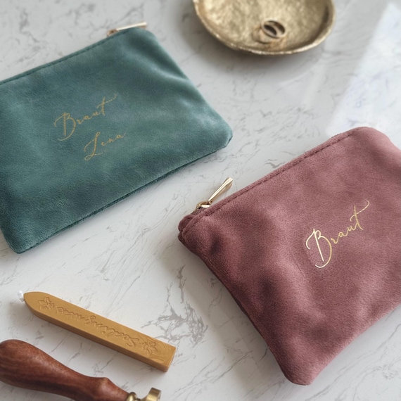 Kosmetiktasche Samt zur Hochzeit Braut Trauzeugin