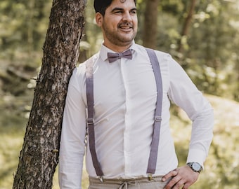 Men's suspenders in berry colors