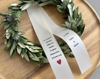 Nastro funebre con motivo: personalizzato per composizione funebre, corona e urna