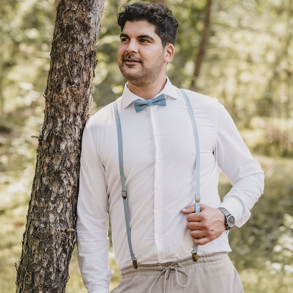 blue dress shirt with white suspenders Powder Blue Floral Magnetic Clasp Suspenders  French Blue
