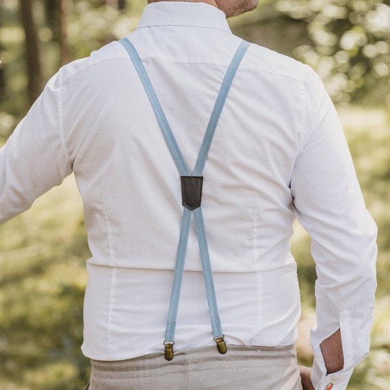 blue dress shirt with white suspenders Suspenders with Suit: A Style Guide