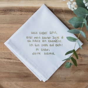 Taschentuch mit eigener Handschrift in gold
