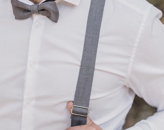 Bow Tie & Suspender Set Grey