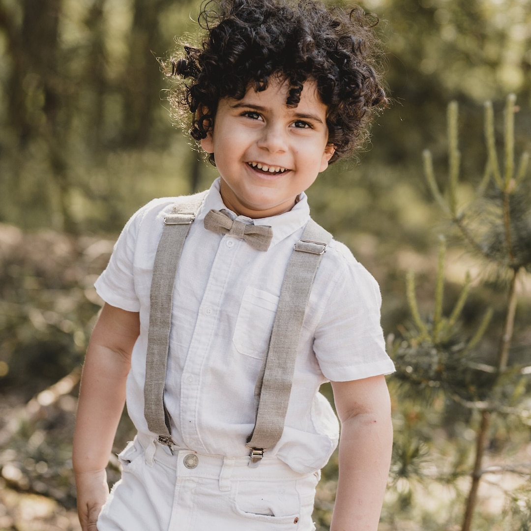 Bow Tie & Braces Set Natural for Children Etsy
