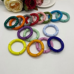 Acrylic Bangle Bracelets ,Acrylic Tube Beads Bangle,Stackable Stretch Bracelet,Bamboo Curved Tube Bracelet,Pool Jewelry,12mm Tube Bracelet