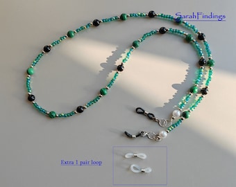 Green glasses chains,Handmade glasses strap,Sunglass Holder chain with coloured stones | Glasses chain|Mask Chain custom lengths available