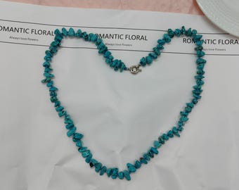 18 inches Beaded Necklace, Blue Handmade Knotted stone Necklaces for Women, baroque necklaces, irregular shape stone Necklace beaded 45 cm